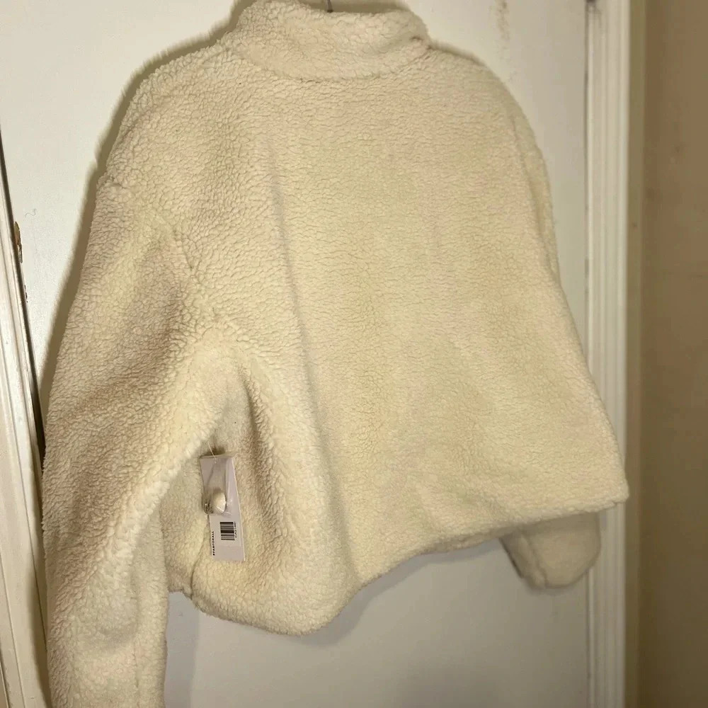 Just Fab faux shearling wrap jacket new with the tag bone white XXL - Picture 7 of 16